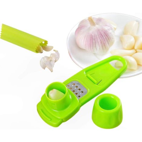 Knoblauchschälerrolle aus Silikon mit Reinigungsbürste, rollende Knoblauchpresse für die Küche, Gemüsewerkzeug zum einfachen und schnellen Pressen von Knoblauch. (1/5)
