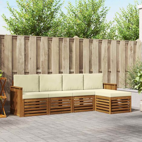 Sofagarnituren 5 pcs Natur und Creme Massivholz Akazie