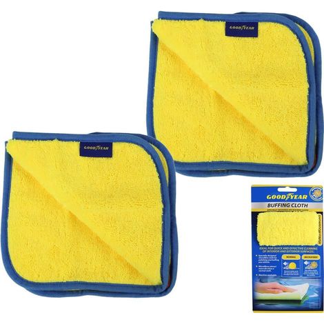 Goodyear 2pc Microfibre Buffing Microfibre Car Cleaning Cloth Wash Absorbent (1/2)