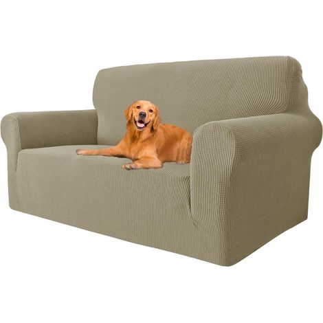 Sofabezug 2 Sitzer Khaki, High Stretch, Rutschfest, Waschbar, Haustierfreundlich (1/5)