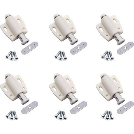6 pièces loquets magnétique à déblocage Déclenchement par pression Attrape, Les Portes de L'amortisseur de Portes D'armoire à Poussoir Serrure de Porte Pour Ouvrir Les Loquets.(Beige)