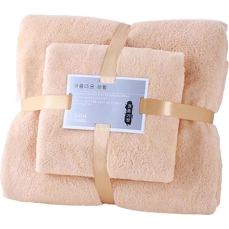 Serviette De Bain - Serviette Visage - 2 Pièces En Coton Doux - Haute Absorption - Pour Salle De Bain Gym Plage Piscine - 1 Serviette 73 x 140 cm + 1 Serviette 35 x 75 cm (1/5)