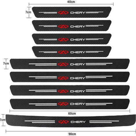 (9 pièces pour CHERY2) Seuil de porte de voiture pour Chery TIGGO 2 3 4 5 7 Pro 8 3X A1 QQ Arrizo,autocollants de pare-chocs de coffre en fibre de carbone,accessoires (1/3)