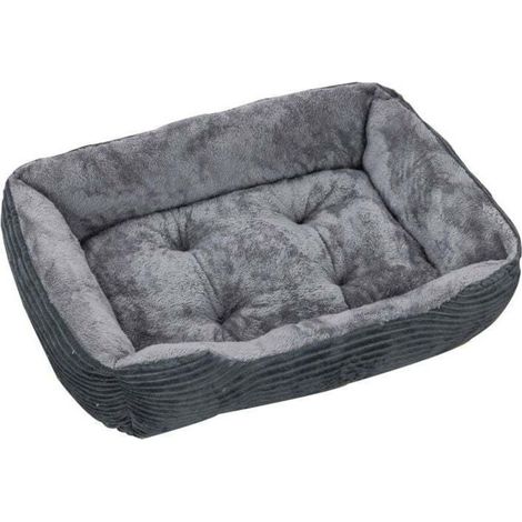 Lit Pour Chien - 1 Pièce - Peluche - 50x38x15 cm - Antidérapant - Pour Petits Chiens - Gris (1/4)