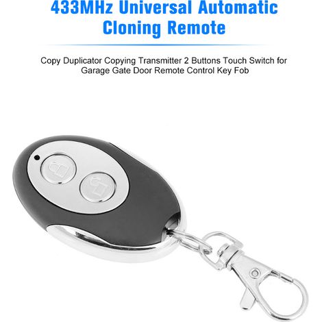 Télécommande universelle 433 MHz à clonage automatique, duplicatrice et émetteur à 2 boutons tactiles pour porte de garage ou portail. (1/2)