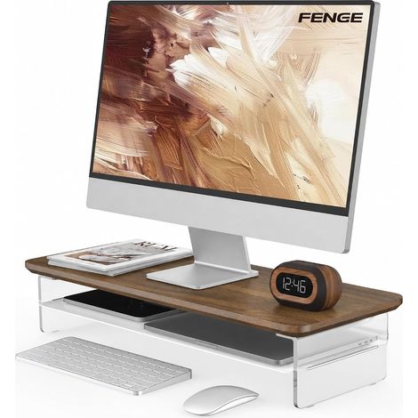 Support Ecran PC, Acrylique, Ordinateur TV, Marron, 60cm (1/5)