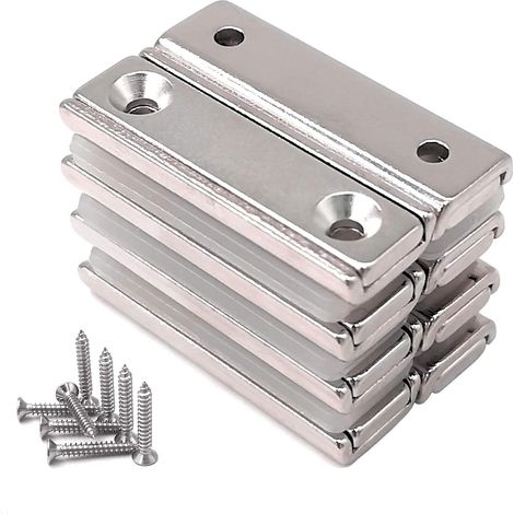 imanes rectangulares, fuerza de 20 kg, 40 x 13,5 x 5 mm, con avellanado y tapa, imanes para ollas de uso doméstico e industrial. (1/5)