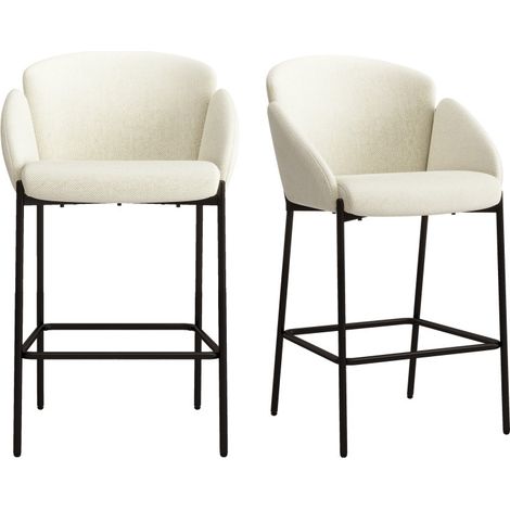 CANDICE-Fauteuil de bar en tissu Luxury Ecru (x2) (1/5)
