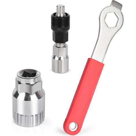 Set di 7 pezzi per estrattore di pedivelle per bicicletta. Set professionale composto da estrattore per pedivelle e attrezzo per movimento centrale, per il montaggio e lo smontaggio della bicicletta. (1/5)