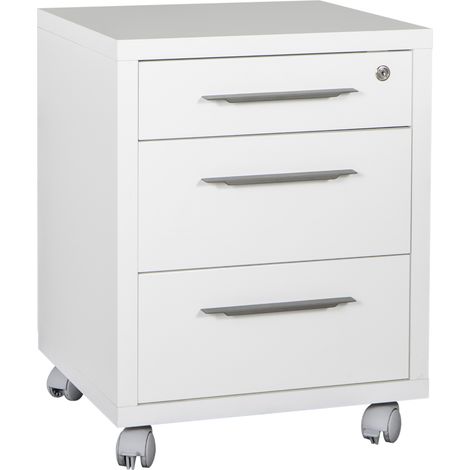 Composad  Cassettiera della Linea Disegno con 3 Cassetti e Ruote, Cassettiera Ufficio sotto Scrivania, (LxAxP) 48,60x63,10x45,20 cm, Colore Bianco Laccato, Made in Italy (1/5)