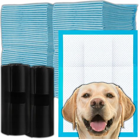 Tappetini assorbenti igienici monouso per cani, 60x40 cm, 100 pezzi + sacchetti