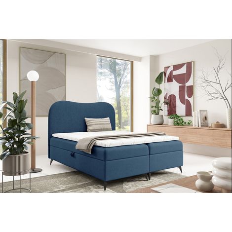 Boxspringbett Schlafzimmerbett BLAIR 160x220cm Stoff Now or Never Blau