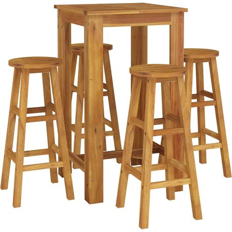 Set da pranzo da giardino mobili da esterno 5 pezzi in legno massello di acacia 020013754