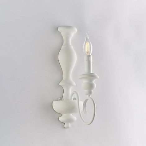 Applique in legno e ferro laccato bianco shabby 1 luce H.40 - L.13 - P.21