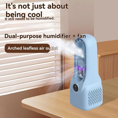 Climatiseur Mobile Sans Pales - Tendance Silencieux Humidificateur - Brume 6 vitesses éclairage coloré - Bureau domicile - Bleu (1/2)