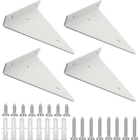 Soportes para estantes de pared，4 piezas，soportes para estantes，blanco，140 x 130 x 27 mm，estante de madera oculto para montaje en pared (1/5)