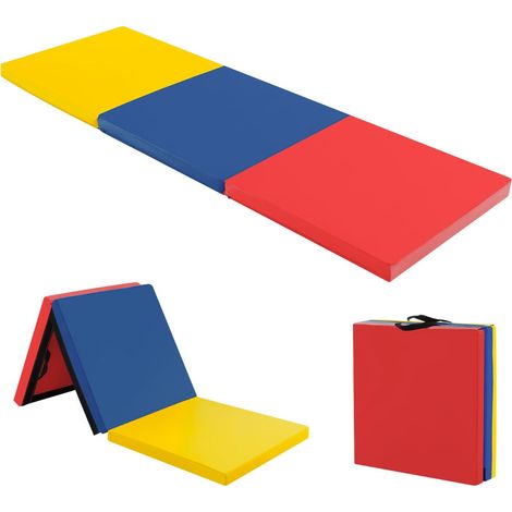 Colchoneta de gimnasia plegable 180 x 60 x 5 cm antideslizante ergonómica tacto agradable piel sintética de colores 200017071