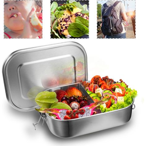 Wolketon 1200 ml lunch box in acciaio inox sigillato bento lunch box in metallo per una capacità a prova di perdite con scomparti