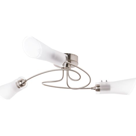 Litecraft Fiji Ceiling Light Semi Flush 3 Arm With Glass Shades - Brushed Chrome