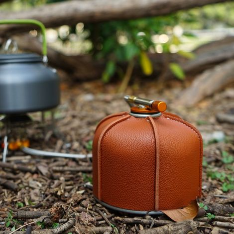 Housse plate en cuir PU pour réservoir de gaz, étui de protection pour réchaud de camping, 230 g, 1,5 x 9 cm (1/4)