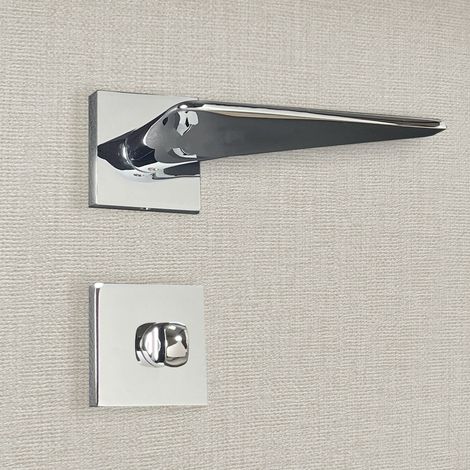 Poignée de porte design à condamnation finition aspect chrome brillant Andrea - KATCHMEE