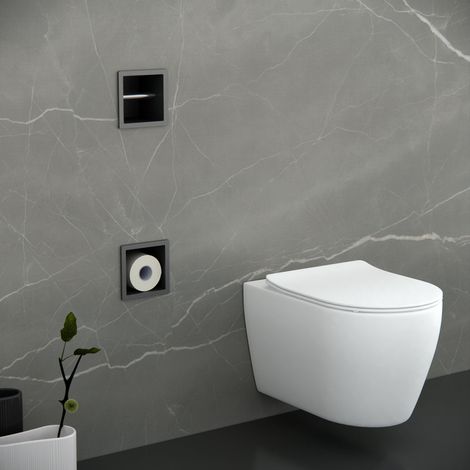 FugaFlow Eccelente Acces Porte-rouleau de réserve et de toilette encastré - Gunmetal PVD brossé (1/3)