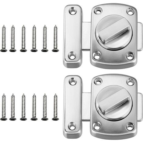 Lot de 2 verrous et loquets pour toutes les portes : salle de bain, chambre, placard, armoire, fenêtre, grange, garage, barrière pour animaux, trappe de grenier, jardin, bureau, cuisine, hôtel, porte (1/5)