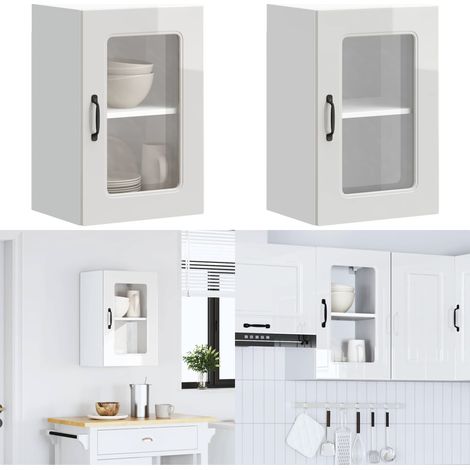 vidaXL Küchen-Hängeschrank mit Glastür Hochglanz-Weiß Holzwerkstoff (1/5)