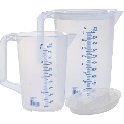 Set di contenitori per misurare 1x 1000 ml, 1x 2000 ml in PP trasparente D151xH205mm con manico chiuso