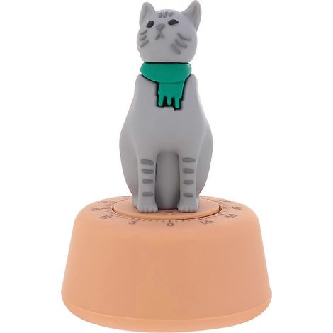 Minuteur mécanique créatif Cat Design Timekeeper, minuteur à remontoir, gestionnaire de temps polyvalent, décoration intérieure pour les études, le travail et la pâtisserie (jaune)-7.2X11.6CM-Yellow