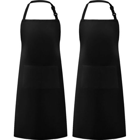 Grand tablier de cuisine unisexe avec poches noir