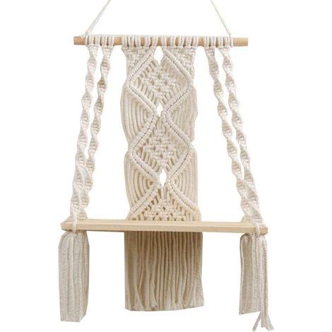 Étagère murale, Tissée À La Main Murale en Macramé Bohème Tapisserie, avec Étagère en Bois pour La Fête De Mariage/décor À La Maison 30x50cm (1/5)