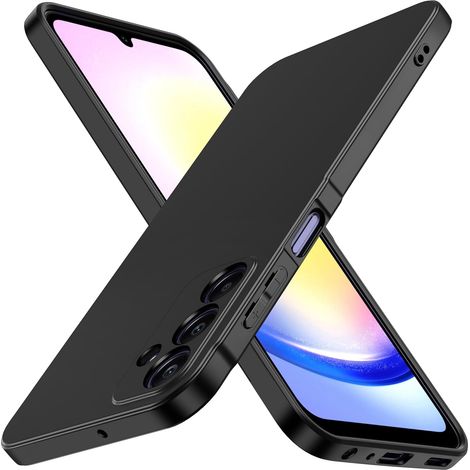 Noir Mat Coque pour Samsung Galaxy A25 5G avec Protection Caméra, Ultra Mince Étui de Protection en Silicone Antichoc, Souple TPU Anti-Rayures Bumper Housse (1/5)