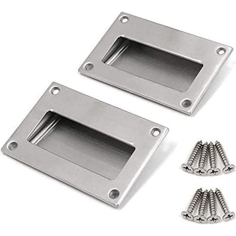 (2er-Pack) Moderner Türgriff aus Edelstahl, integrierter rechteckiger Griff für Küchenschränke, 128 x 83 mm, mit 8 Schrauben (1/4)