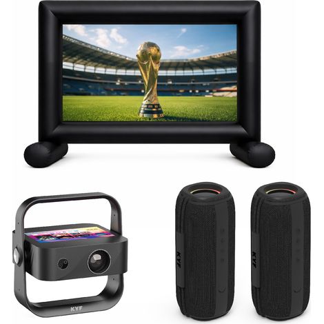 Écran gonflable 100” + Vidéoprojecteur écran tactile Android 12 + 2 enceintes 60W