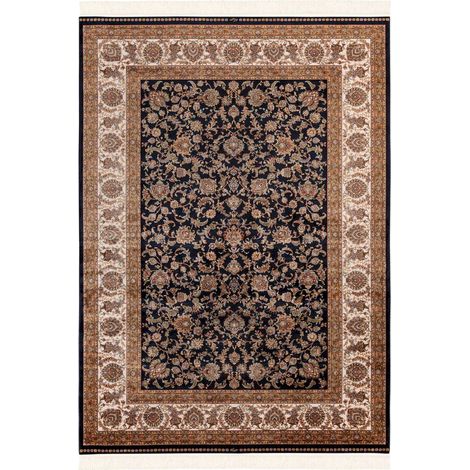 Tapis vintage bleu marine motif oriental en modal - 200 x 140 cm (1/3)