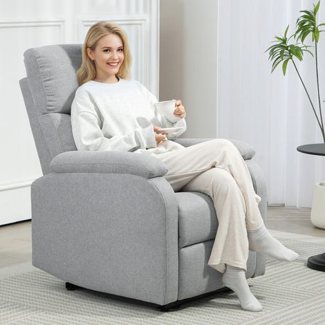 Relaxsessel 69x91.5x103 cm grau aus Polyester mit Liegefunktion und Federkern (1/3)