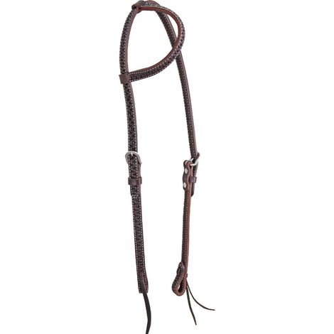 Testiera western in cuoio a orecchio con lavorazione snake: Taglia unica, Cognac (1/2)