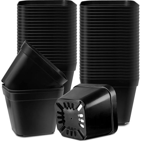 Vasi per semina, confezione da 20, 10 cm, vasi quadrati in plastica riutilizzabili per la propagazione, vasi per rinvaso, vasi per la propagazione di piante da interno ed esterno (1/5)