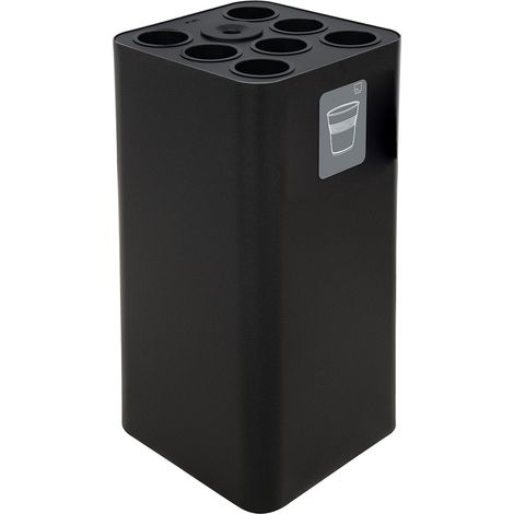 Pattumiera a Bidone da 100 L 38,3x38,3x82,5 cm 7 Scomparti Tubolari e 1 Vaschetta in Acciaio Verniciato Nero