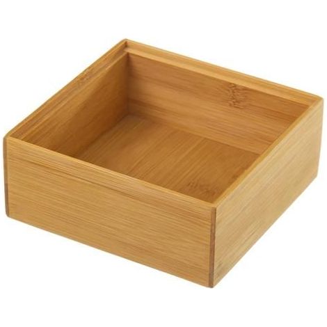 Organisateur de rangement - JUANIO - Boîte carrée - Bambou naturel - Empilable - 15x15x6.5 cm (1/4)