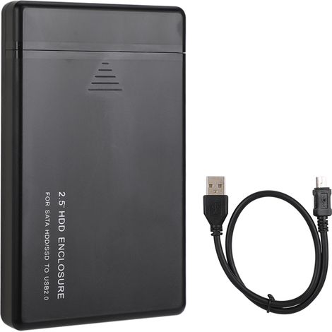 Boîtier externe pour disque dur mobile SATA 2.5 pouces USB 2.0, coque HDD portable noire (1/5)