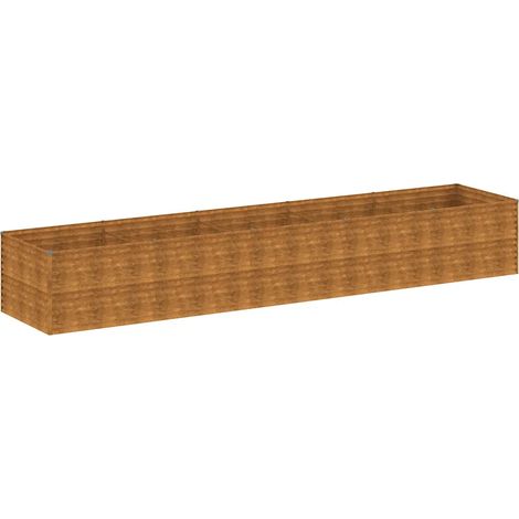 Lit surélevé de jardin design rustique décoration balcon 479 x 100 x 69 cm en acier corten marron (1/5)