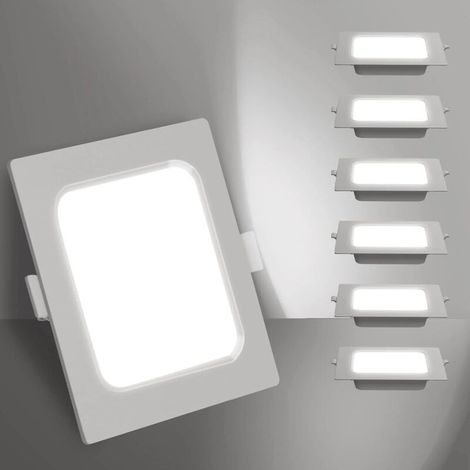 LED Encastrable, 6W équivalent à 72W, 6500K Lumière Blanche Froide, Blanc, Spot LED Interieur Encastrable, LED Hublot, Ф105mm, Pack de 6 [Energy Efficiency Class A+]
