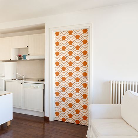 Sticker Autocollant Porte Écailles Oranges 204 cm X 83 cm, Décoration Murale Intérieure (1/4)