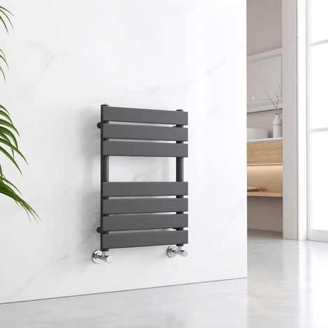 EMKE Flat Panel Heated Towel Rail Anthracite Bathroom Ladder Radiator Warmer 650 x 450 mm Towel Radiator