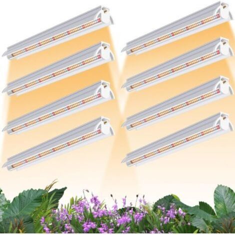 8er-Pack T5-Pflanzenlampen, Vollspektrum-LED-Pflanzenlampen (42 cm), Pflanzenlampen mit Reflektor/Reihenschaltung für Sämlinge und Anzuchtregale