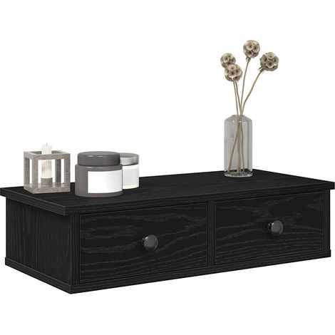 Wandregal mit Schubladen Schwarz 60x28x15 cm Holzwerkstoff