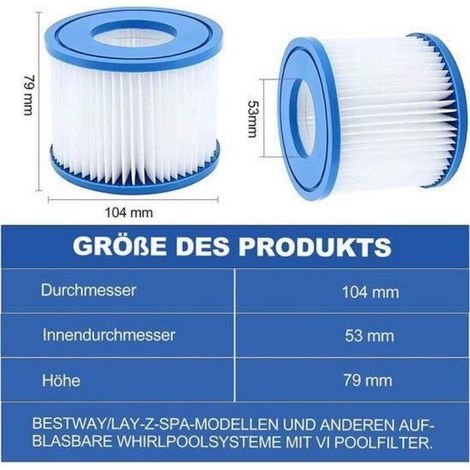 Lot de 2 Filtres Cylindriques pour Spa, Compatibles Bestway 58323, Accessoires Piscine Miami Palm Springs (1/4)