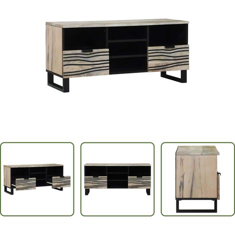 Meuble TV - Unites TV avec tiroir Blanc 100 x 33 x 46 cm Bois d'ingénierie (1/5)